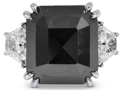 Black Diamond Emerald Cut Diamond Ring (14.61Ct TW)